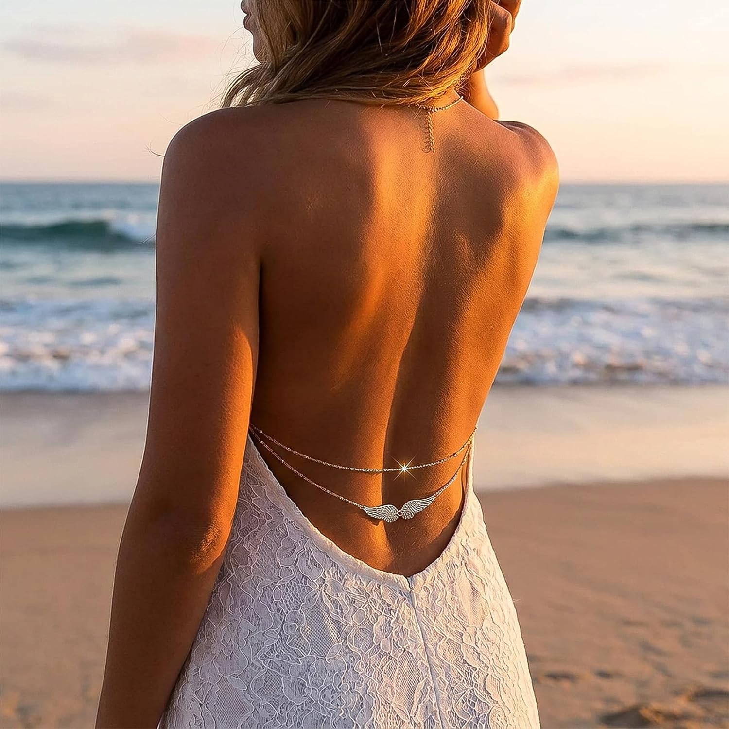 Angel Wings Waist Chain for Women Gold Layered Belly Chain Dainty Waist Jewelry Beach Body Jewelry Summer Outfit Accessories image 4