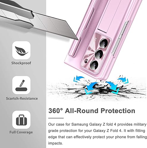 Miniatura 3 de Miimall Funda compatible con Samsung Galaxy Z Fold 4 con S Pen, protector de pantalla frontal integrado + soporte + soporte para bolígrafo, funda de