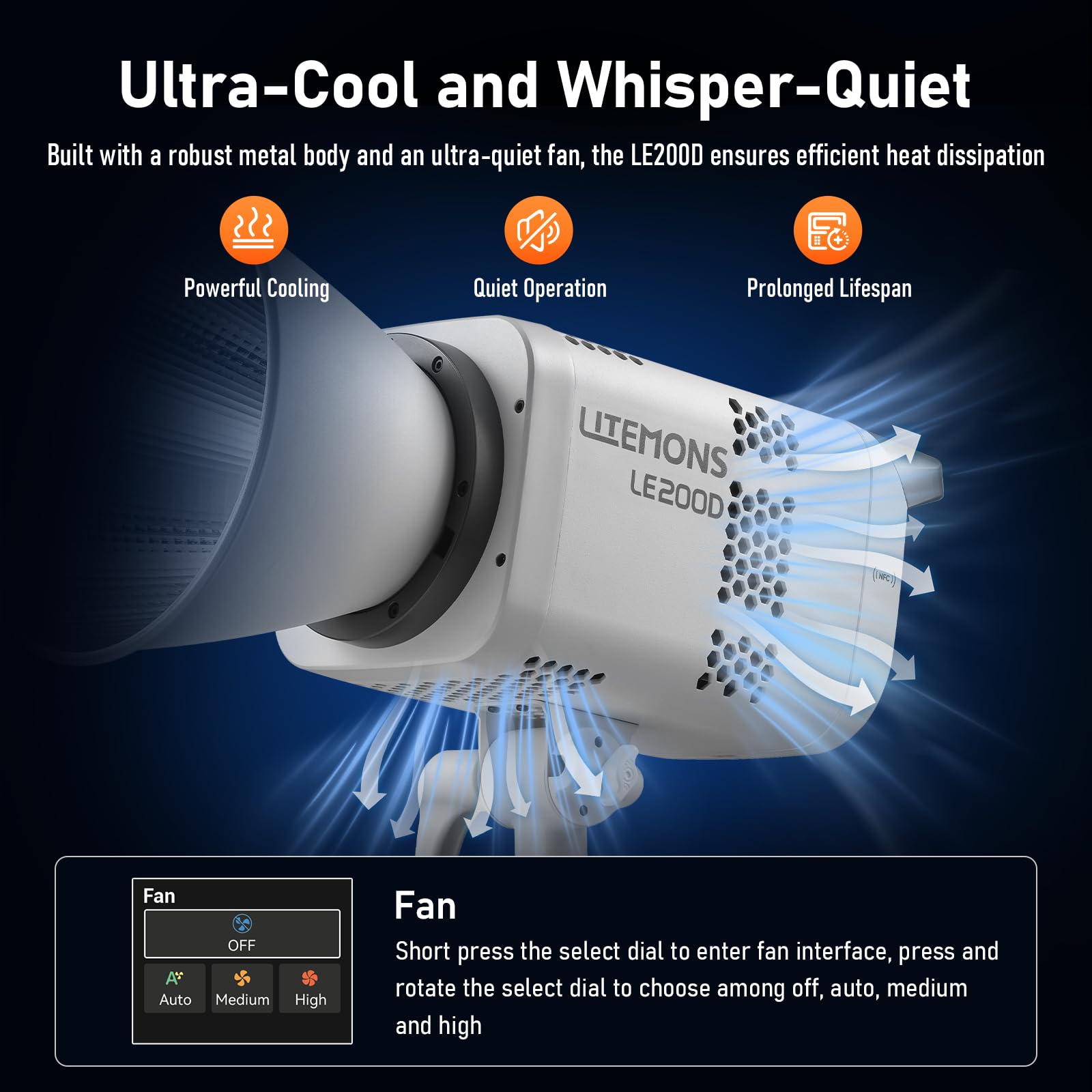 Godox 2-Pack Litemons LE200D LE200 D Éclairage Vidéo LED 200W 63500 lux/1m 5600K TLCI≈97 CRI≈96 Commande Bluetooth 7 Effets Spéciaux avec Monture Bowens Éclairage Videolight pour Le Streaming(Blanc)
