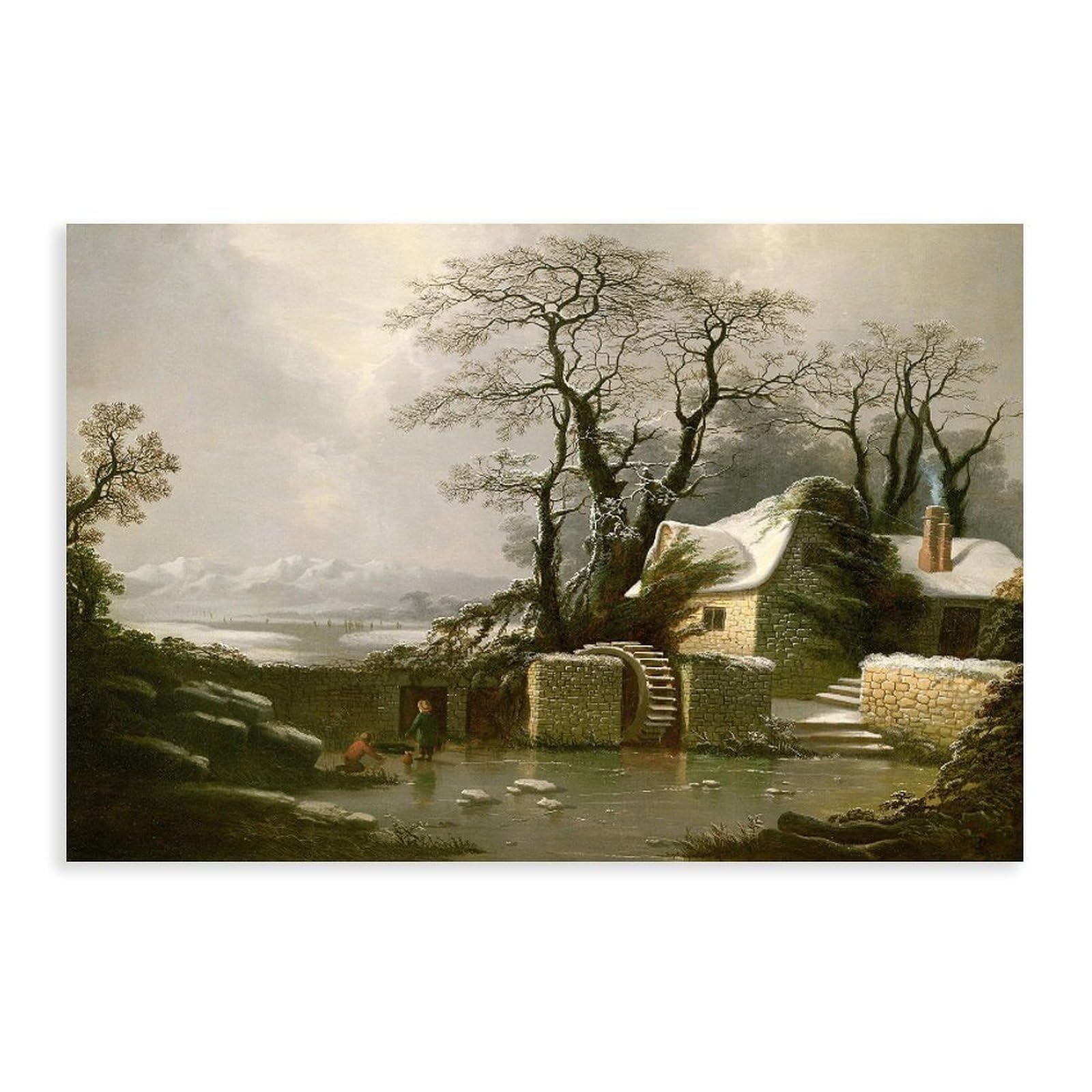 DFJyjFGJJ George, of Chichester Smith,The Frozen Mill Race Photograph Canvas Posters Wall Art Bedroom Office Room Decor Gift 16" L X 24" W