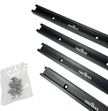 24" T Track Kit - Set of 4 Anodized Aluminum T-Track for Woodworking | Universal T Track Accessories | Multi T Track 4 Pack with Screws | Black