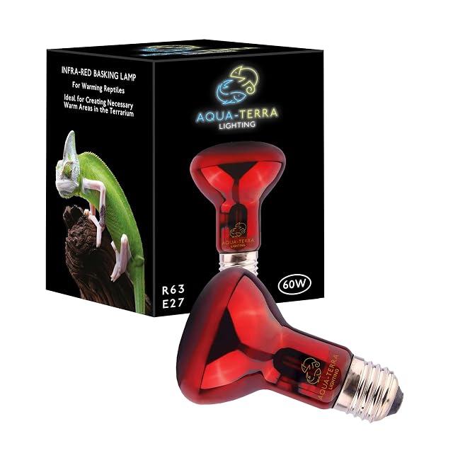 Aqua-Terra Lighting Lámpara de calor infrarroja de 60 W para reptiles, anfibios e invertebrados