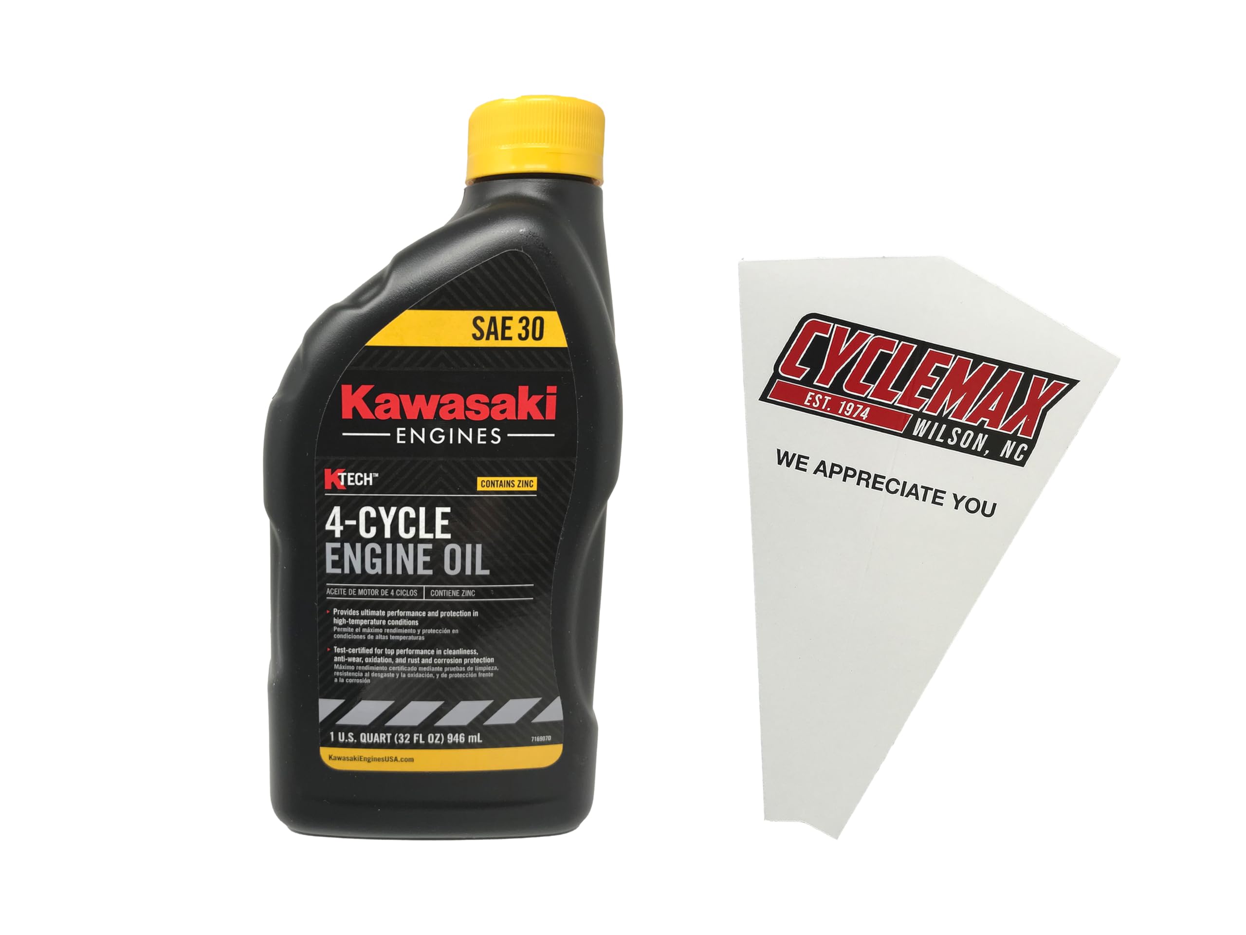 One Pack for Kawasaki SAE 30W K-Tech Lawnmower Engine Oil 99969-6281 Contains One Quart and a Funnel