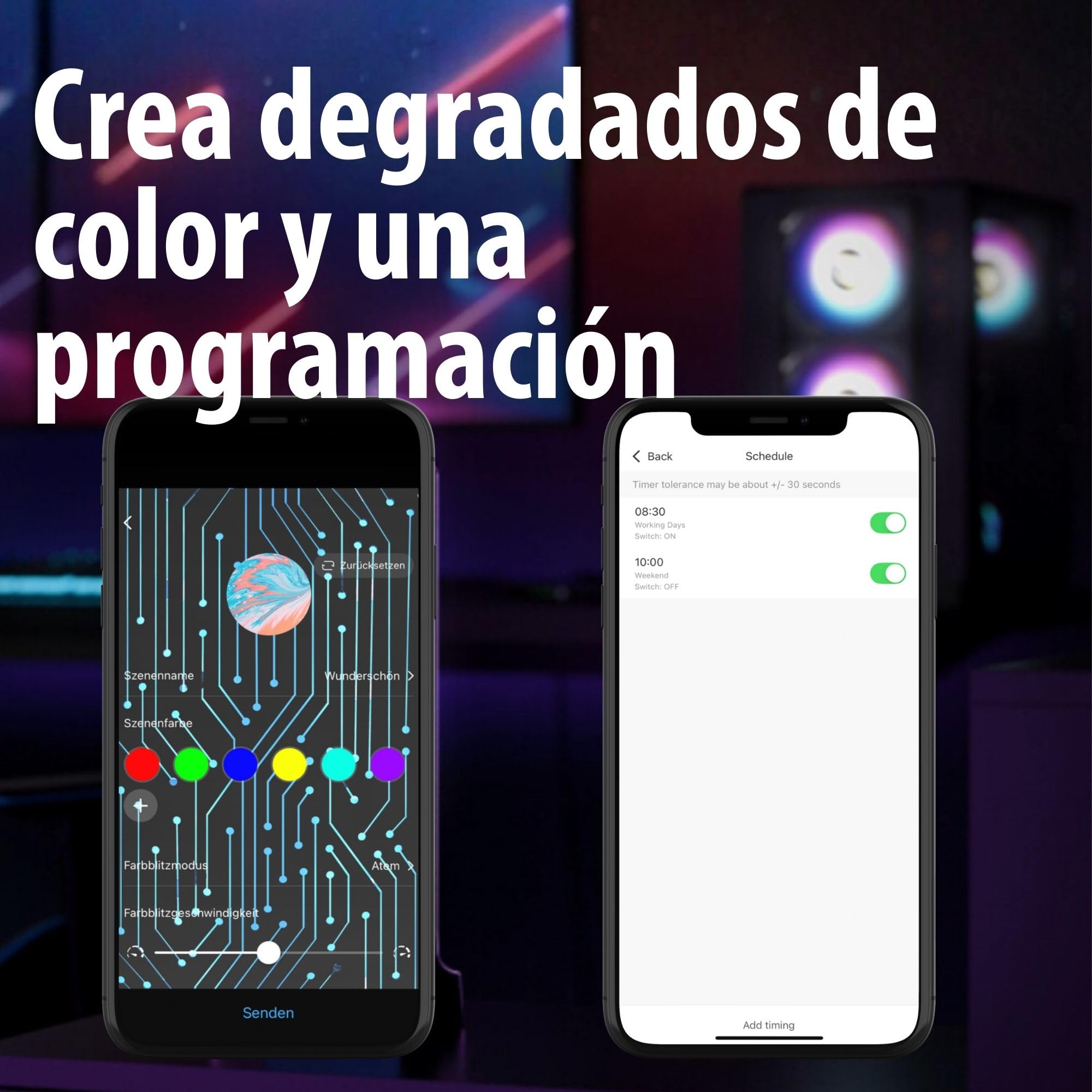 Brennenstuhl Gaming Torre Enchufes Vertical de 9 vías con USB y Control de luz RGB (con protección contra sobretensión, Cable de 2 m, 3X USB C con máx. 45W PD, 2X USB A e Interruptor)