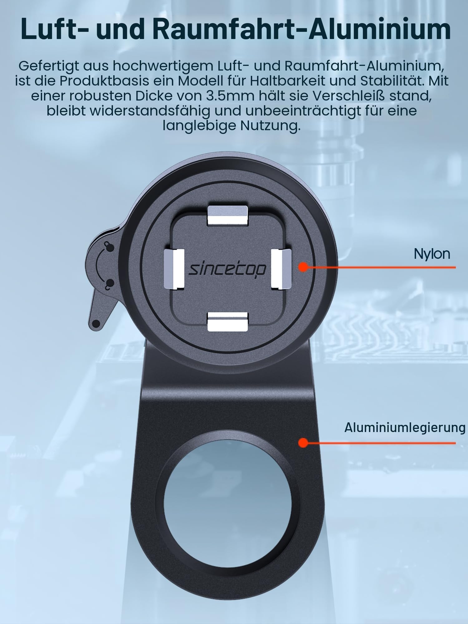 Sincetop Neue Serie Q [ Quad ] Mountain Fahrrad Vorbau Handyhalterung - Schnellspanner Aluminiumlegierung Halterung für MTB Ebike Rennrad und Schotterrad