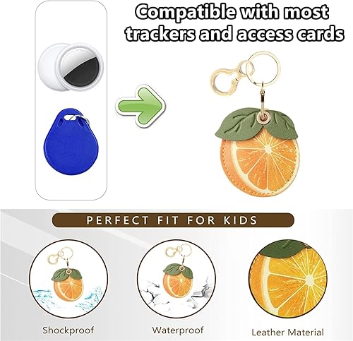 Miniatura 3 de Funda de cuero para llavero compatible con AirTag, bonita cubierta de AirTag con llavero, funda de rastreador GPS para llaves