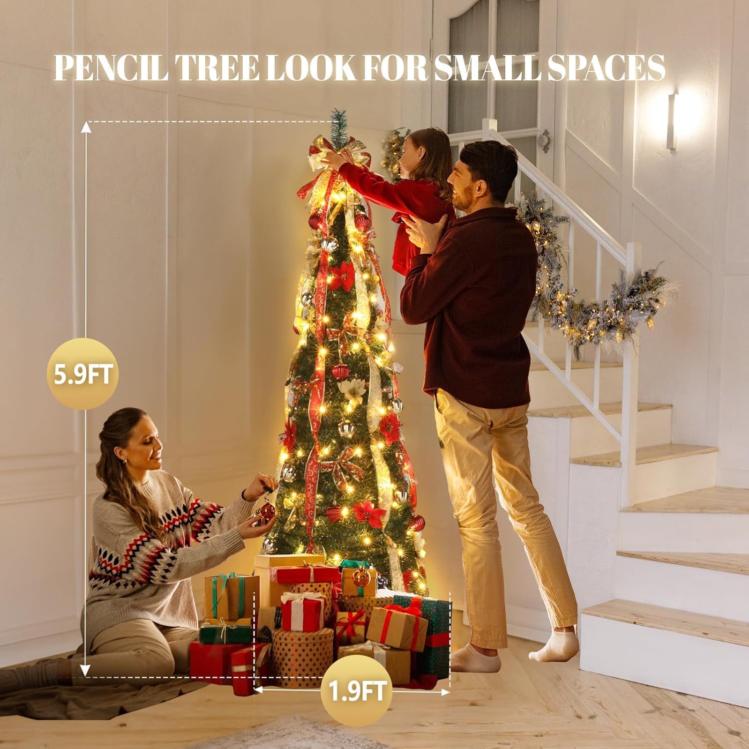Árbol de Navidad Plegable 6 Minutos con Luces(7ft)