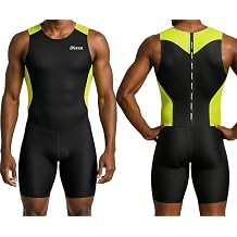Wixen Men's Performance Triathlon Suit Sleeveless Trisuit Padded Quick Dry Running Swim Bike