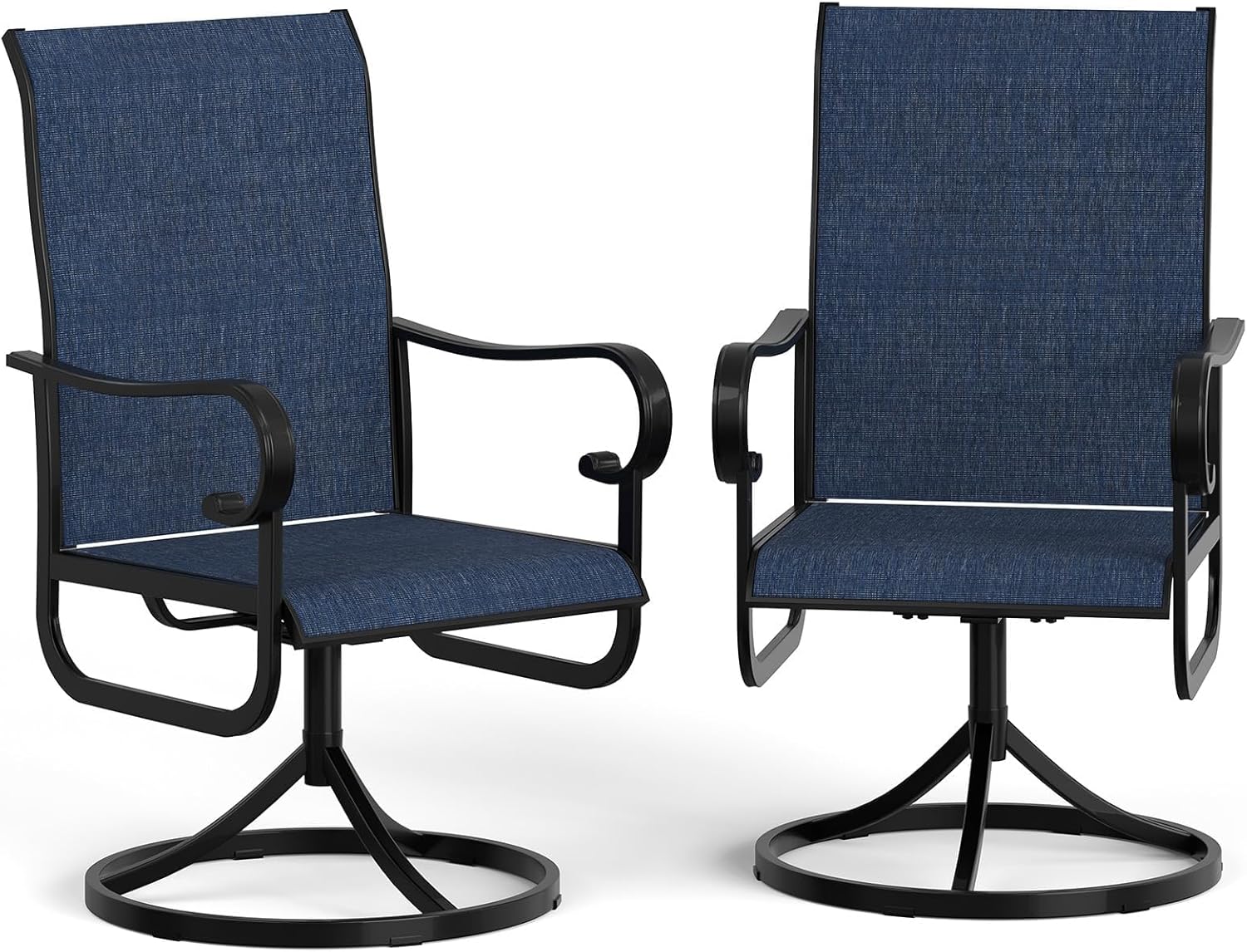 Swivel Patio Chairs Set of 2, 360° Swivel Outdoor Dining Chairs with High Back & Textilene Fabric, All-Weather Heavy Duty for Deck, Poolside, Backyard