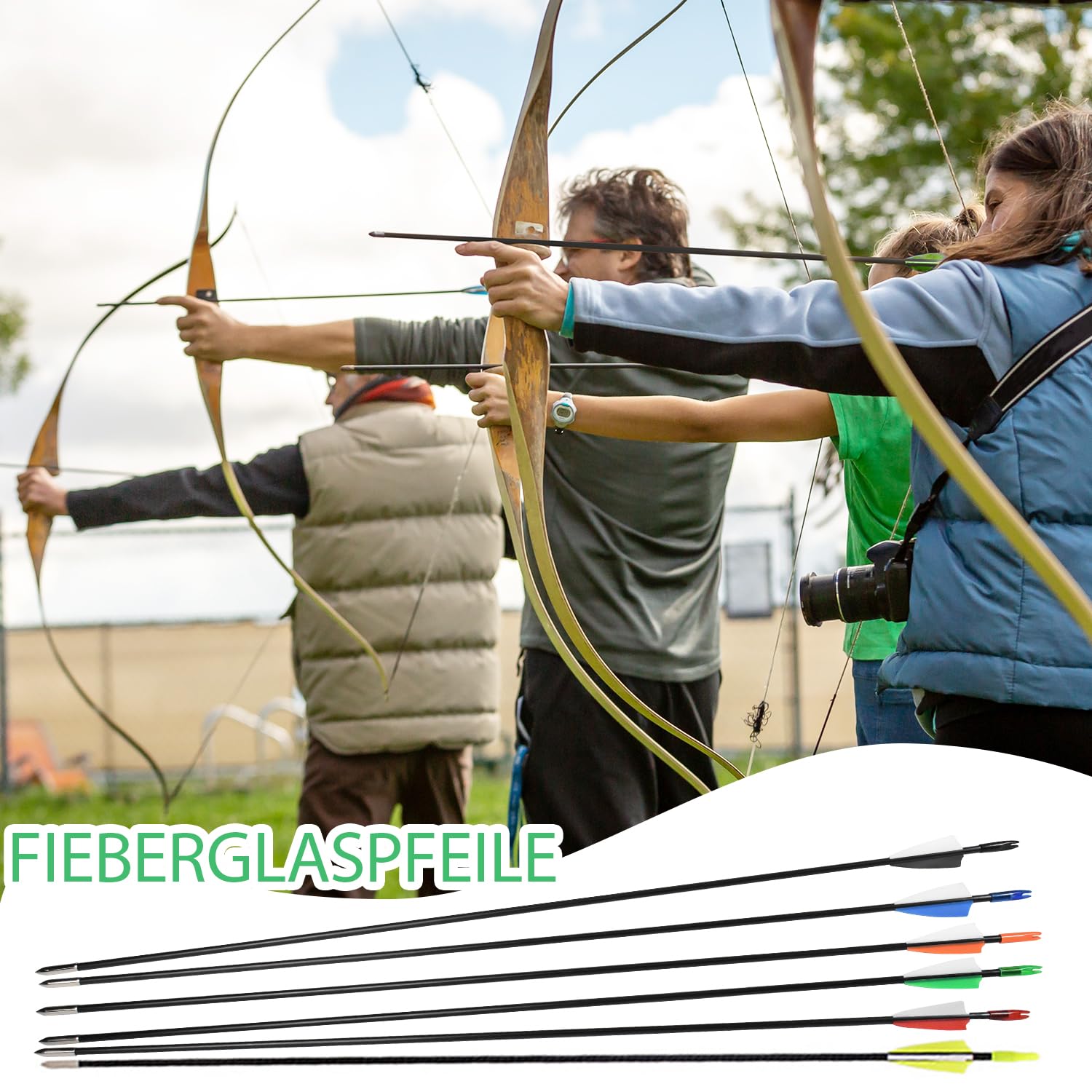 iMeshbean Fieberglaspfeile Pfeile für bogenschießen, 25 Stück Bogenpfeile Erwachsene 31 Zoll Fiberglaspfeil Jagdpfeile für Bogen, Recurvebogen, Sportbogen