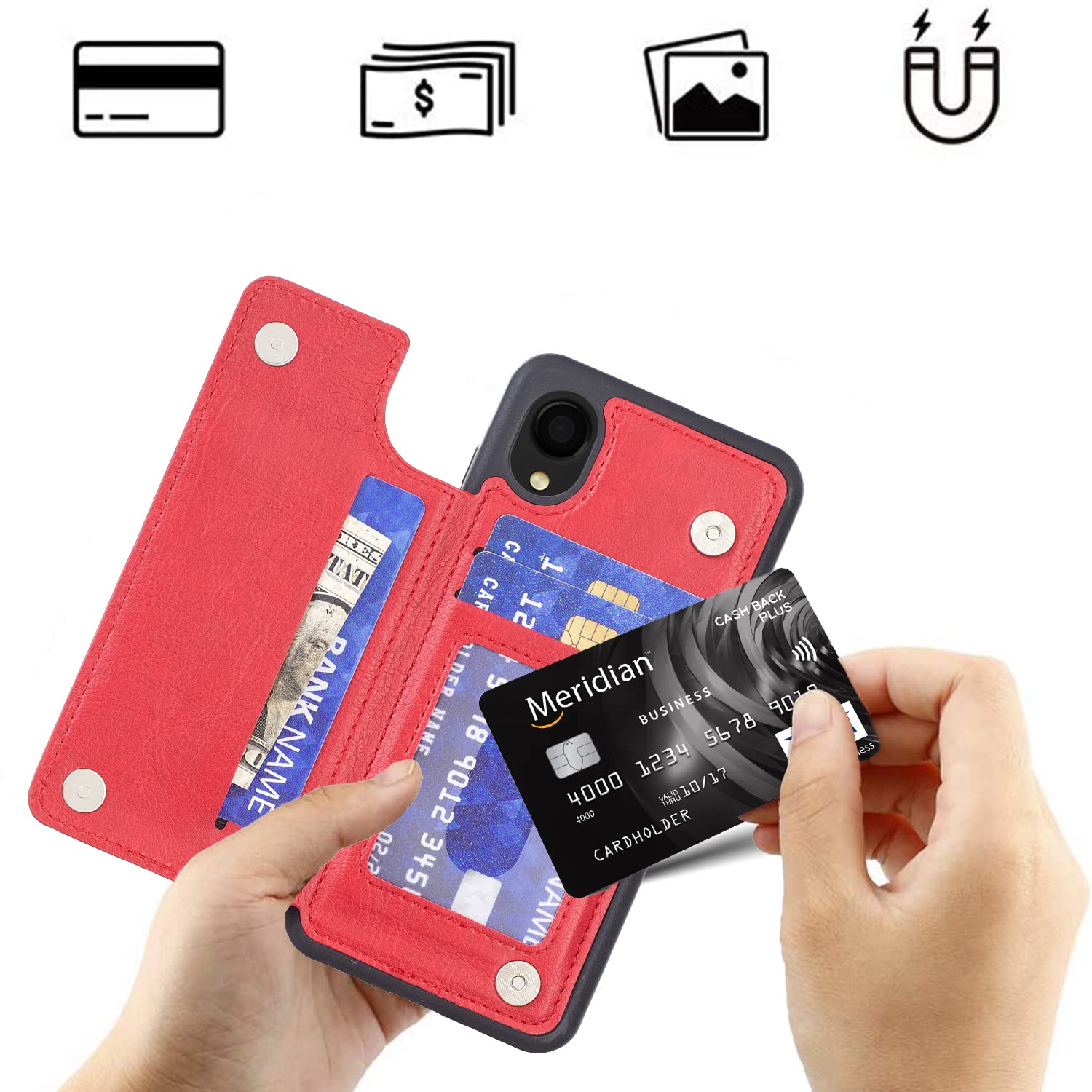 美品‼️Galaxy SC-56B docomo ケース付き　レッド Galaxy A A22 5G SC-56B スマホケース sc56b ケース ハード カバー