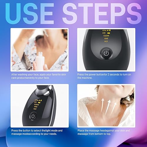 Miniatura 6 de LXRX 7-Color Led Beauty Device for Face&Neck, 3-Mode Face Massager Tool, Skin Care Facial Massager, Black