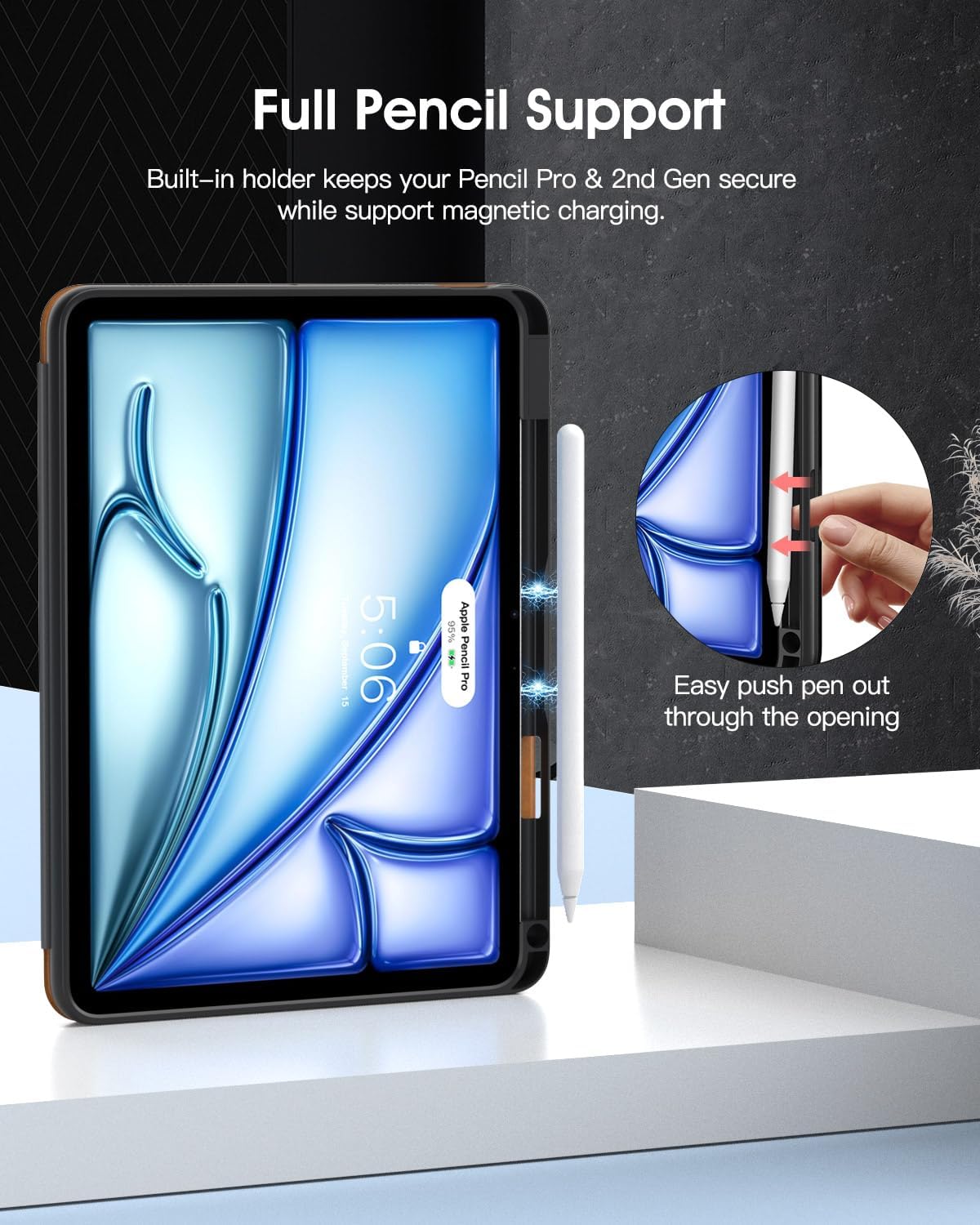 TiMOVO Case for iPad Air 11 Inch (M3/M2-2025/2024), iPad Air 5th/4th Generation Case (2022/2020) 10.9 Inch, Adjustable Multiple Angles Protective Cover with Pencil Holder, Auto Wake/Sleep, Brown - Image 6