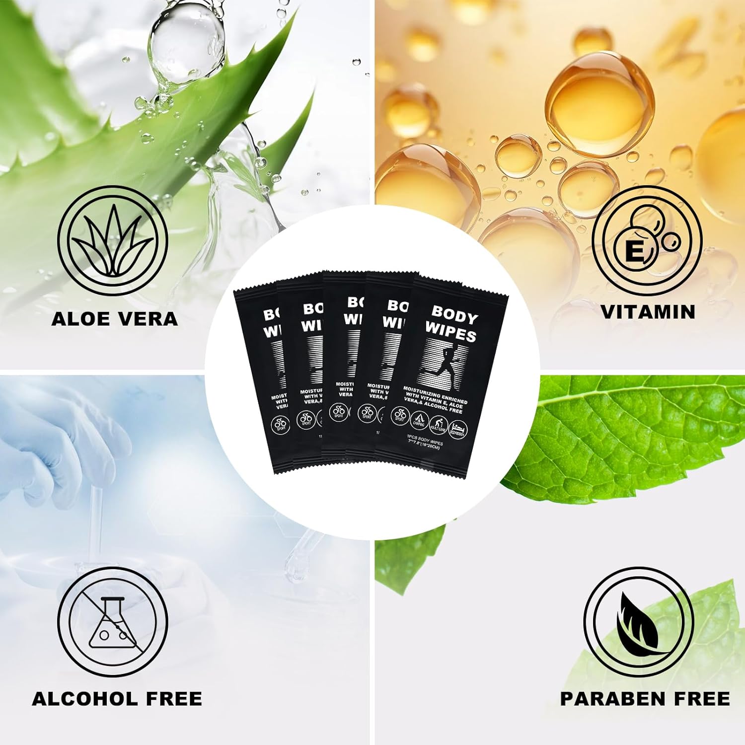 Body Wipes for Women and Men Individually Wrapped Face and Body Wipes, Bath Wipes for Adults No Rinse Personal Cleansing Wipes Travel, Bulk Deodorant for Homeless Shower Wipes for Camping Hiking (50) - Image 3