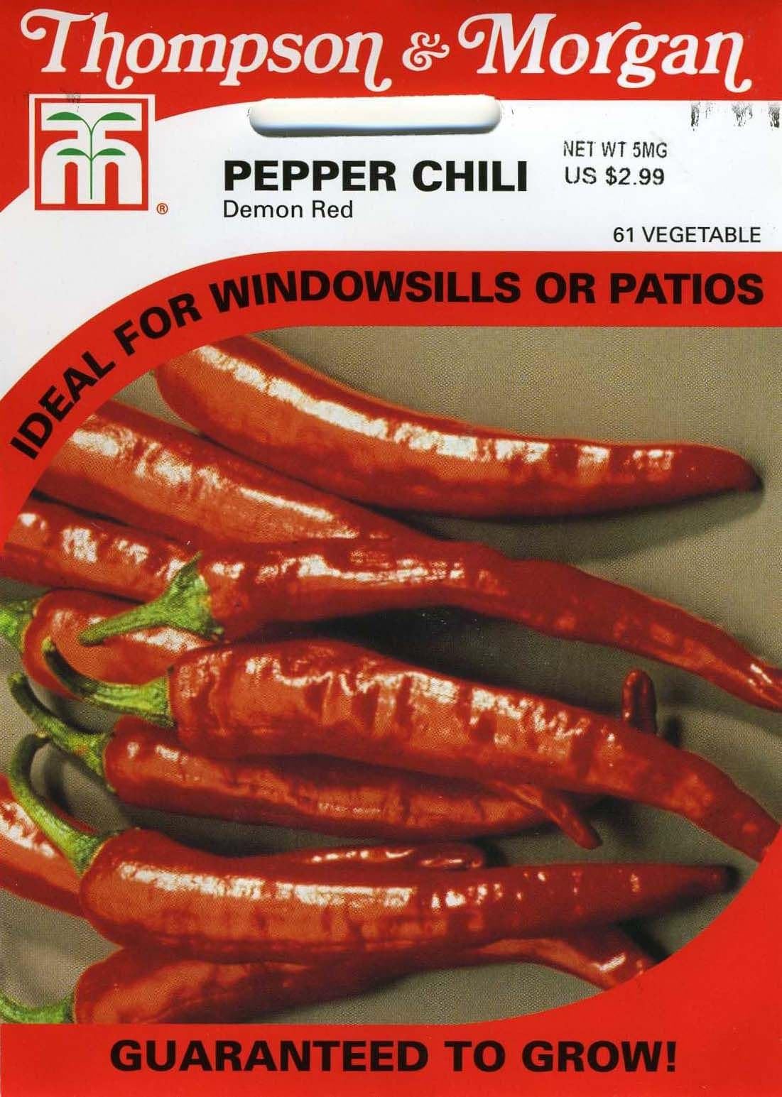 Thompson and Morgan Pepper Chilli Very Hot Demon Red Seeds