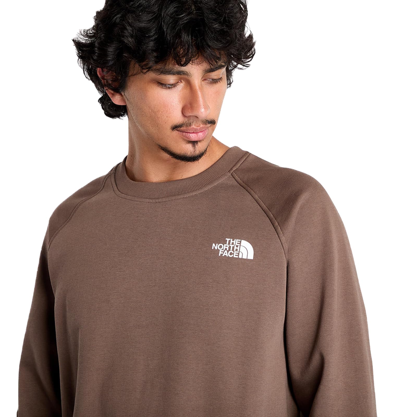 The North Face Men's Raglan Redbox Crew Sweatshirt, Smokey Brown, XS