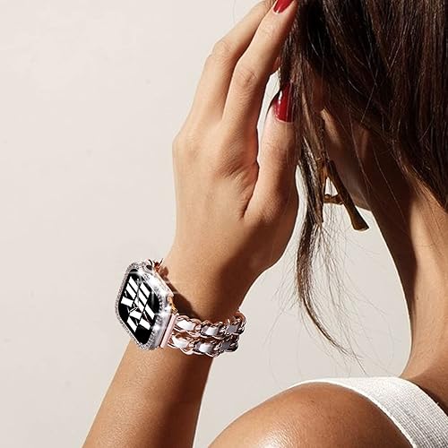 Miniatura 4 de Fullife Paquete de 3 fundas compatibles con Apple Watch de 1.496 pulgadas, serie 3, 2, 1, con diamantes de imitación, marco brillante para iWatch,