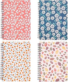 Sponsored Ad - 4 Pack Spiral Notebooks 5×7 Inch College Ruled Small Journals Hardcover Floral Cute Note Book for School Su...