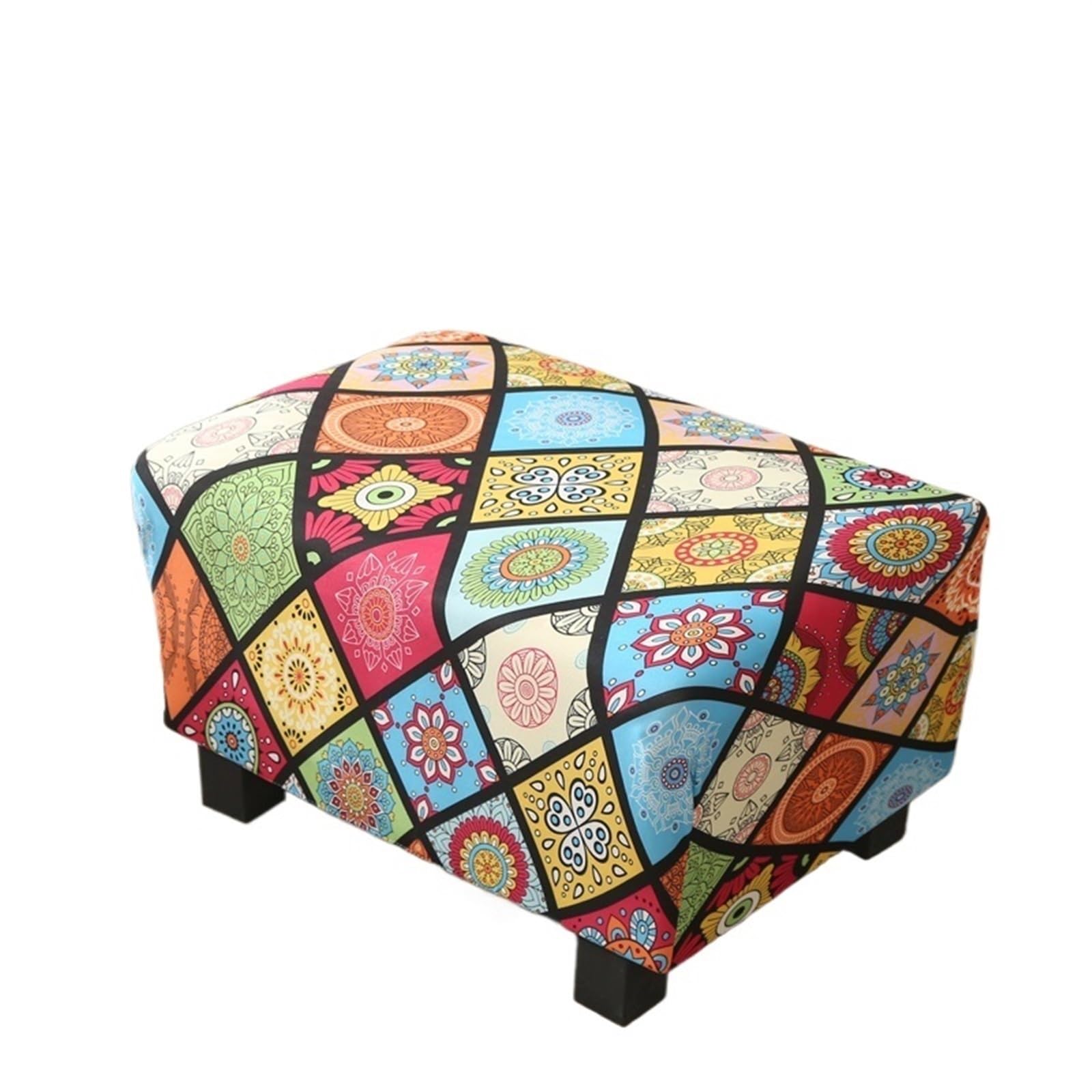 YXINAER Foot Stool Cover Ottoman Rectangle Storage Stool Cover Printed Footrest Slipcovers Footstool Protector Covers with Elastic Bottom(Type2)
