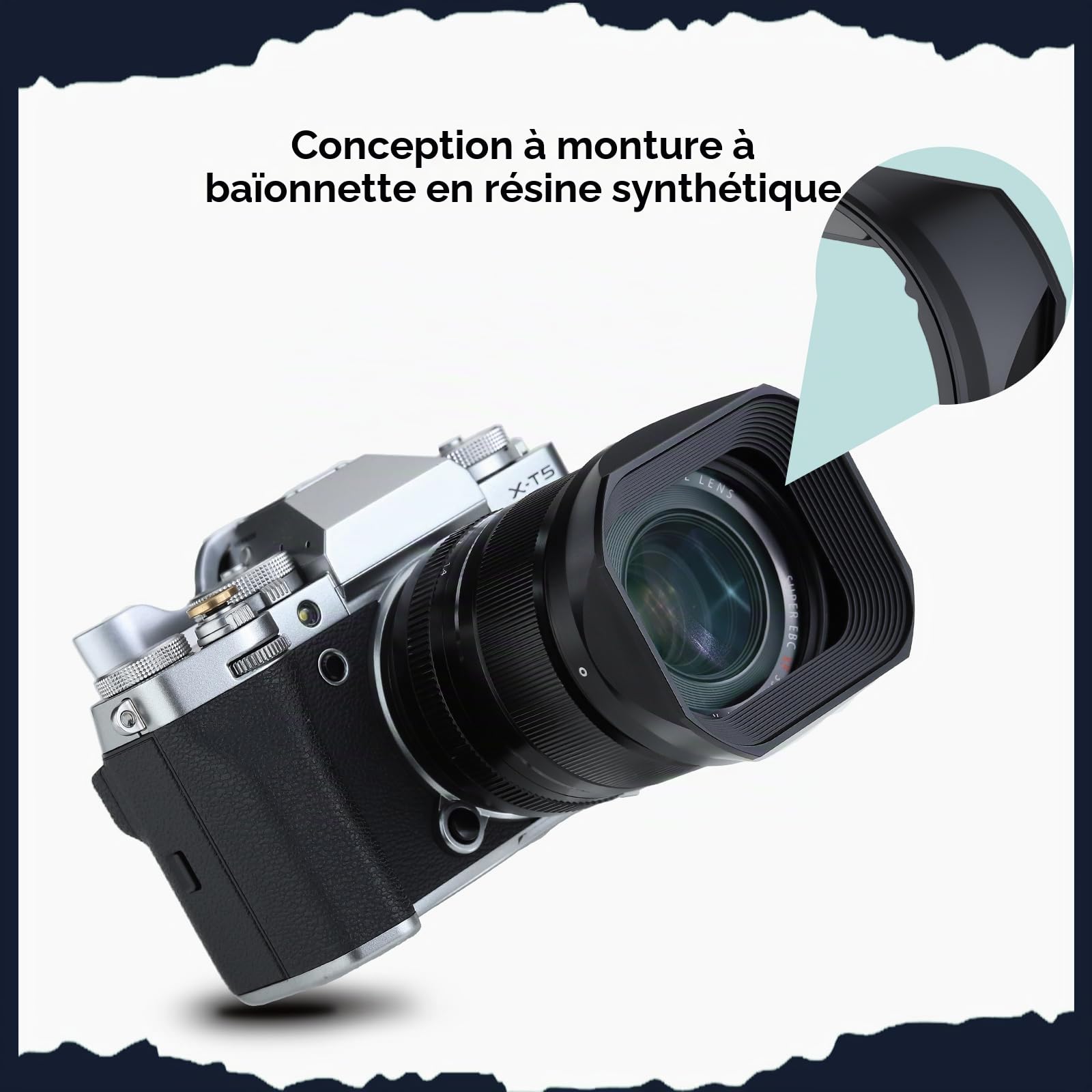 Haoge Pare-soleil carré en métal pour objectif Fujifilm XF 16-50 mm F2.8-4.8 R LM WR, Fujinon XF 33 mm F1.4 R LM WR, Fuji XF 23 mm f/1.4 R LM WR, avec capuchon pour appareil photo XT5 XT4 XT50 XH2