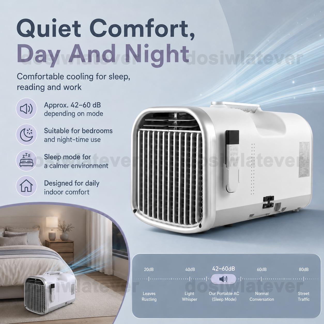 Aire acondicionado portátil sin unidad exterior 4100-5100 BTU, bajo consumo 240W/400W, refrigeración eficiente 8-10m², ideal para dormitorio, oficina, tienda de campaña y caravana White-V1pro220V