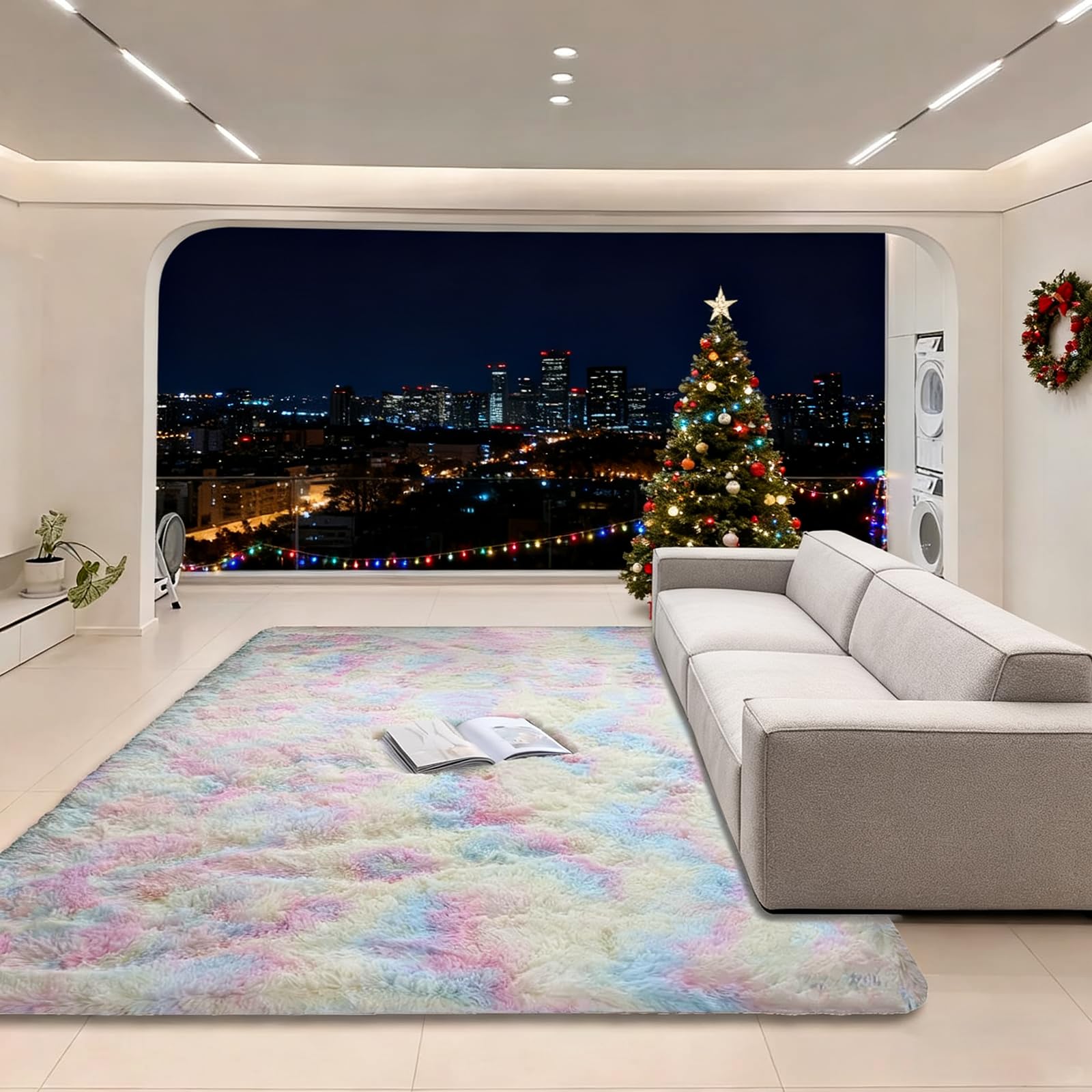 Tapis doux et moelleux tie dye pour une chambre parentale cocooning au style contemporain