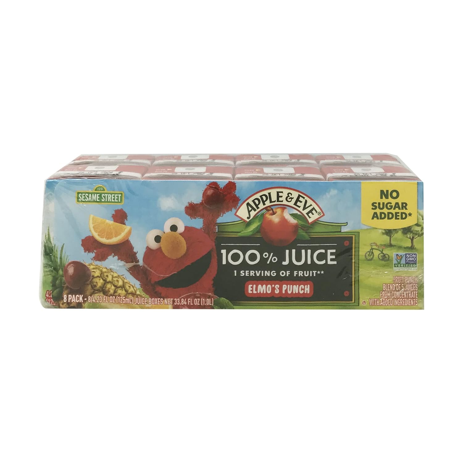 Apple & Eve Elmo's Punch 100% Juice, No Sugar Added, 8 Ct Pack - Kid-Approved Fruit Punch Blend