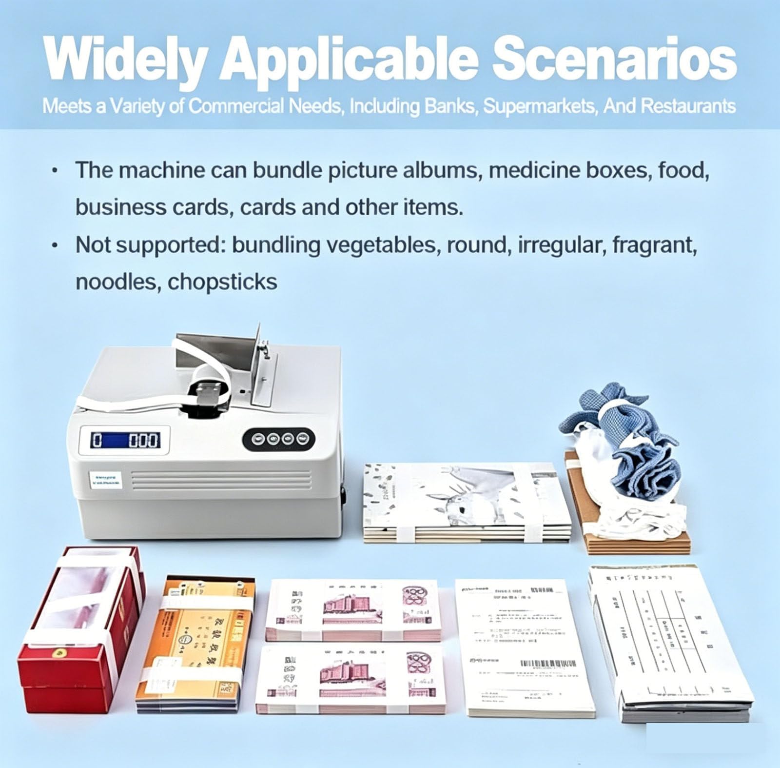 Macchina Automatica per Legare Piccole Banconote, Strumento Intelligente per Legare Banconote, Strumento per Legare valute, Regolazione con Schermo LCD per finanza e cassieri