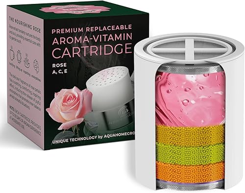 AquaHomeGroup Cartucho de repuesto para filtro de ducha con vitamina C + E + A con gránulos aromáticos (rosa). Elimina el cloro, apoya la salud de