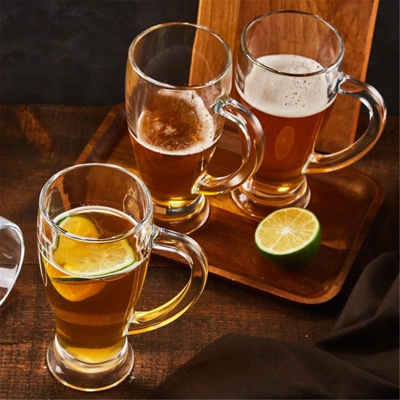 Verres à boire Ensemble de verres à bière, tasses en verre 450 ml avec poignée, lot 2 Gobelets en verre