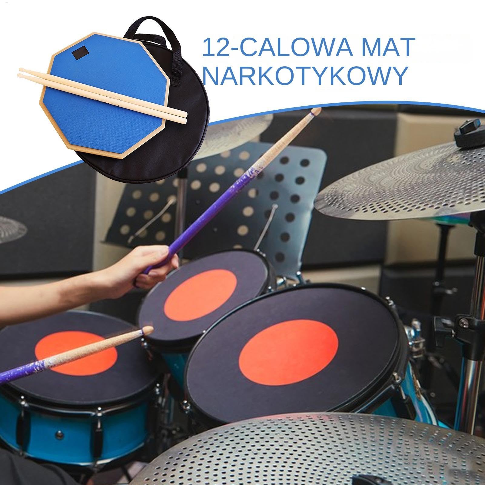 Pady ćwiczeniowe dla perkusistów, pady perkusyjne i pałeczki - 12 | calowy cichy przenośny zestaw pokrowców na perkusję z pałeczkami perkusyjnymi | na pałeczki perkusyjne Cichy pad perk