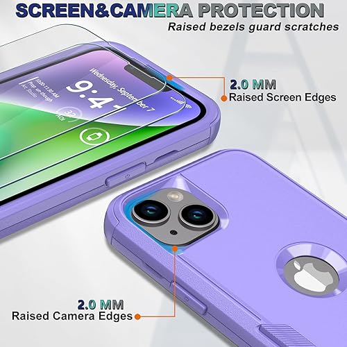 Miniatura 3 de Funda de teléfono para iPhone 13 y iPhone 14, antideslizante, a prueba de golpes, funda militar a prueba de caídas de 10 pies con 2 protectores de