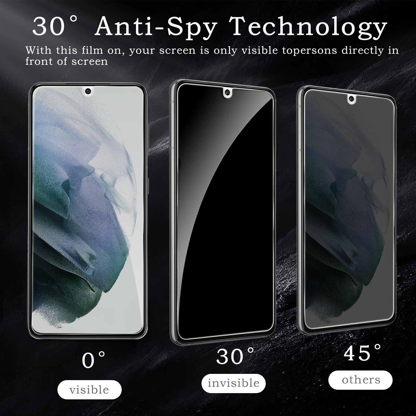 Pellicola protettiva per la privacy per Samsung Galaxy S21 5G, accessori in vetro temperato infrangibile, pellicola in vetro temperato anti spia, compatibile con custodie, ultra resistente