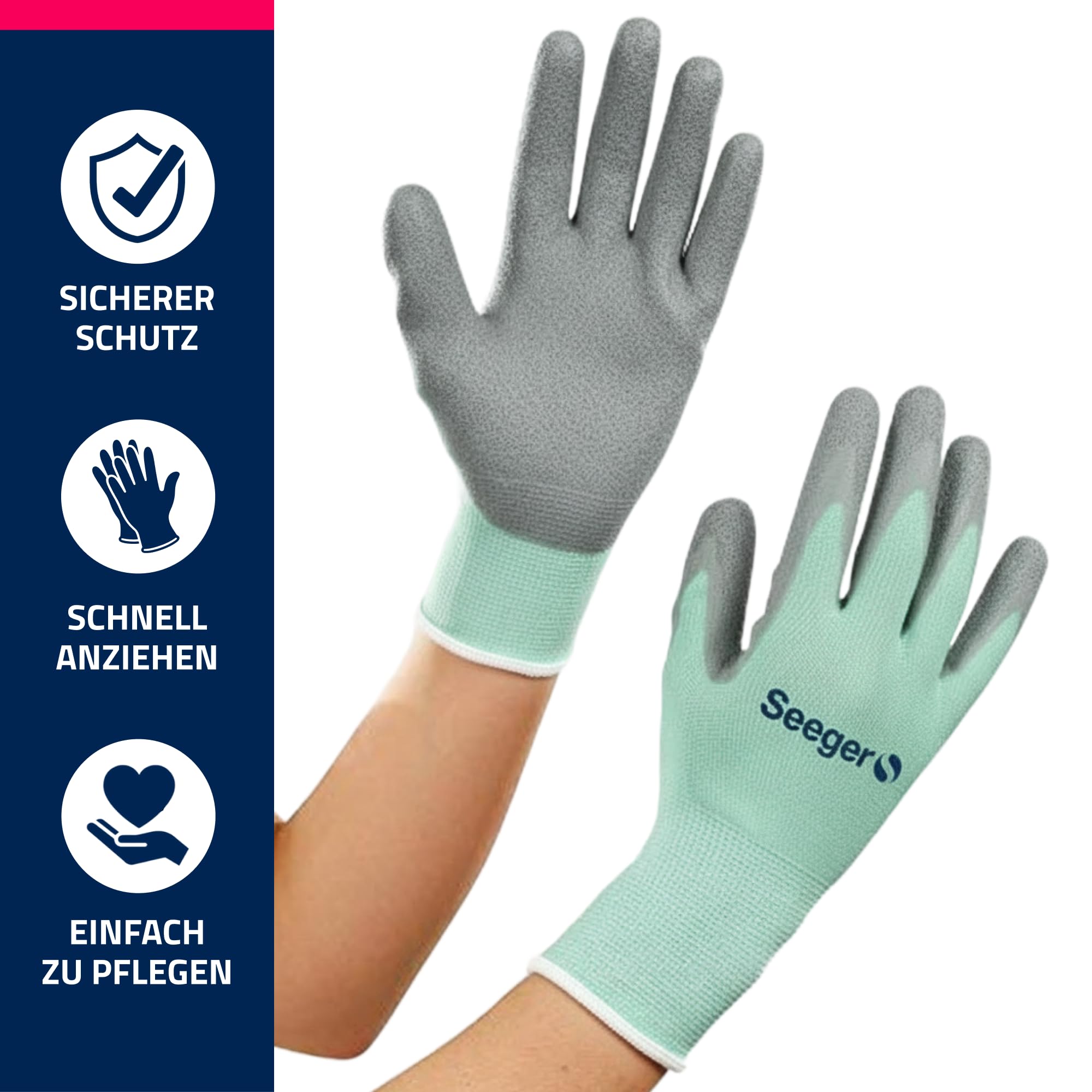 Anziehhandschuhe für Kompressionsstrümpfe – Seeger Spezialhandschuhe als Anziehhilfe, griffige Handschuhe für Kompressionsstrümpfe mit