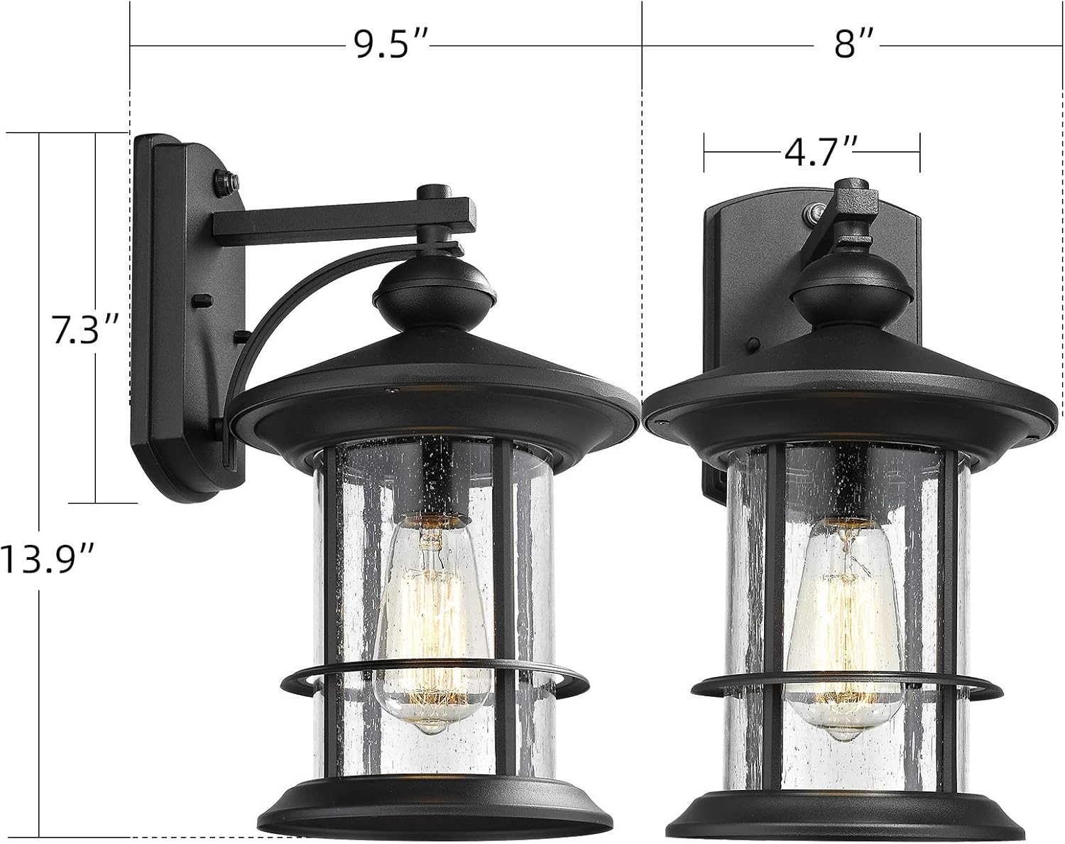 Flаѕh Dеаlѕ - 50% оƒƒ HWH Outdoor Wall Light Fixture Exterior Wall Mount Lantern Waterproof Vintage Wall Sconce with Seeded Glass for Front Porch, Patio, Backyard, Matte Black, 5HW1-B-P BK