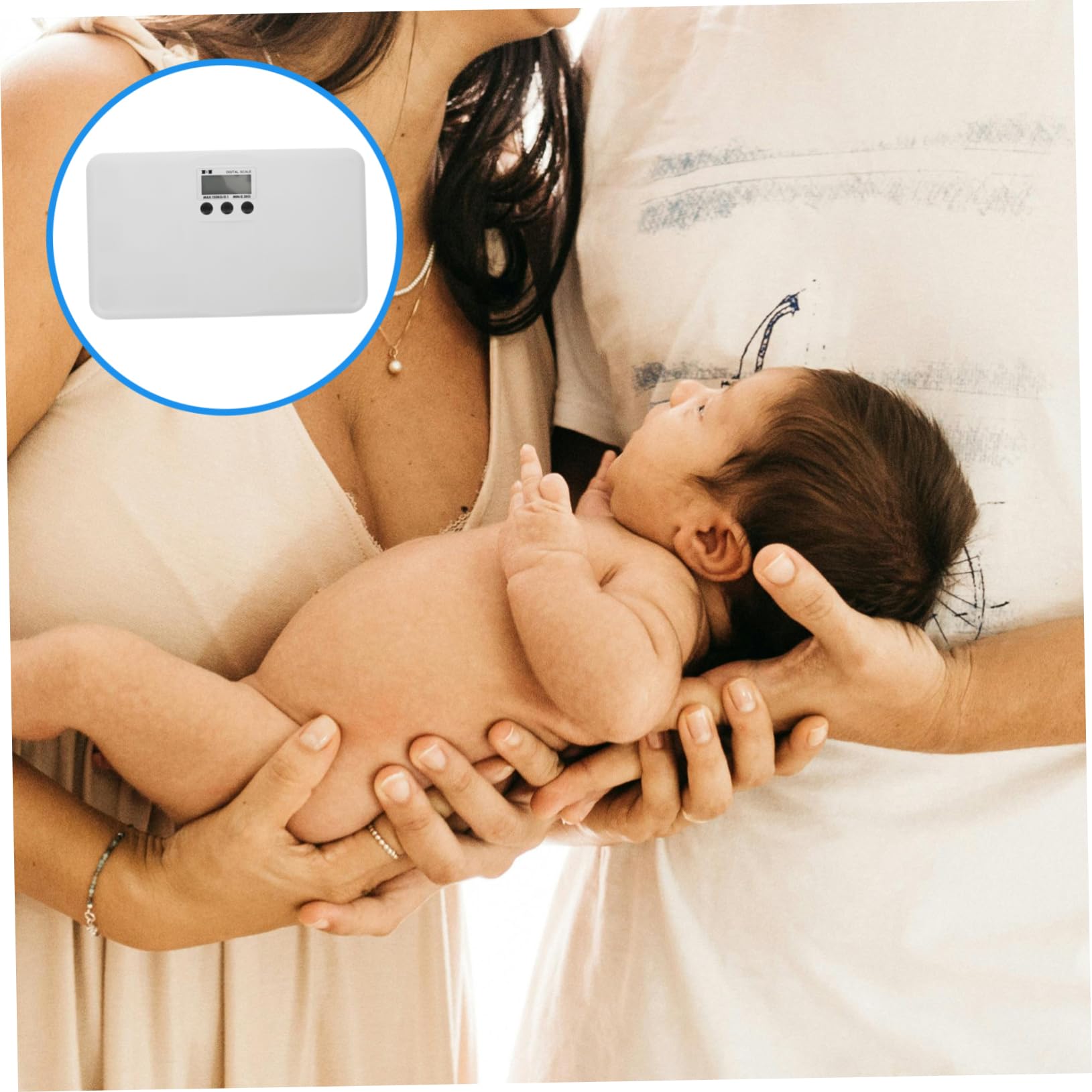 BESTonZON Bilancia Elettronica per Animali Domestici e Bebé, Display Lcd Grande, Conversione Unità, Capacità 150kg, per Casa, Plastico Bianco