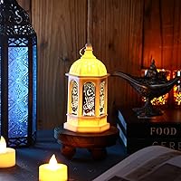 Vista 3 de Threan 6 faroles de Ramadán con luces LED mini Eid Mubarak, decoraciones de Ramadán para el hogar, mesa, pared, centros de mesa y decoración
