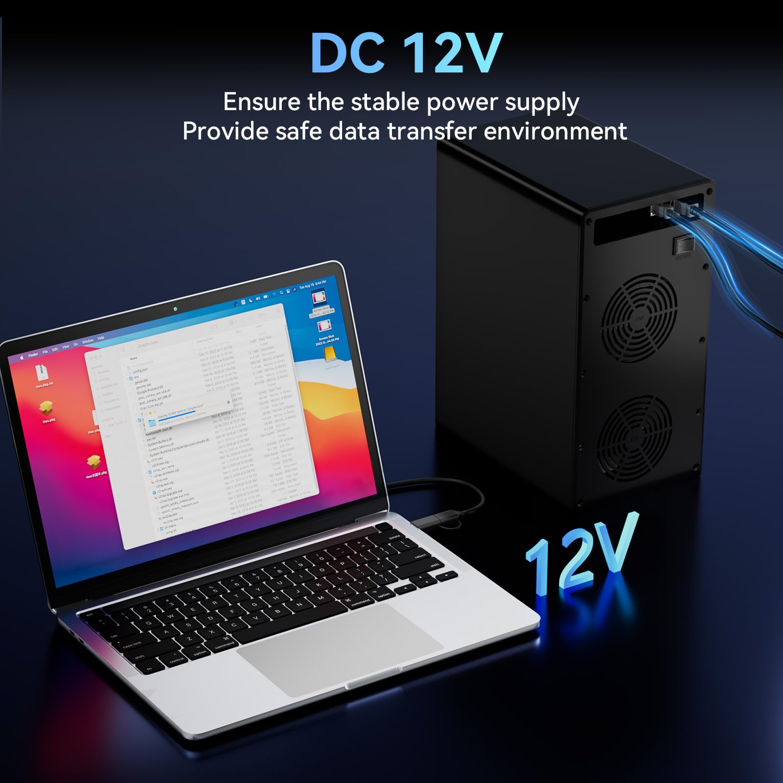 Caja Discos Duros, Caja 8 Bahías de Aluminio 10Gbps con Ventilador para HDD/SSD SATA 2,5/3,5, Cable USB A/C 3.2 con Sustitución en Caliente, Carcasa HDD Sin Herramientas, Das (sin Raid/NAS)