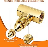 Vista 3 de Nuevo adaptador de gas inerte de argón T-92 conecta 2 reguladores a 1 botella de soldadura Tig, compatible con argón/helio/nitrógeno, CGA 580