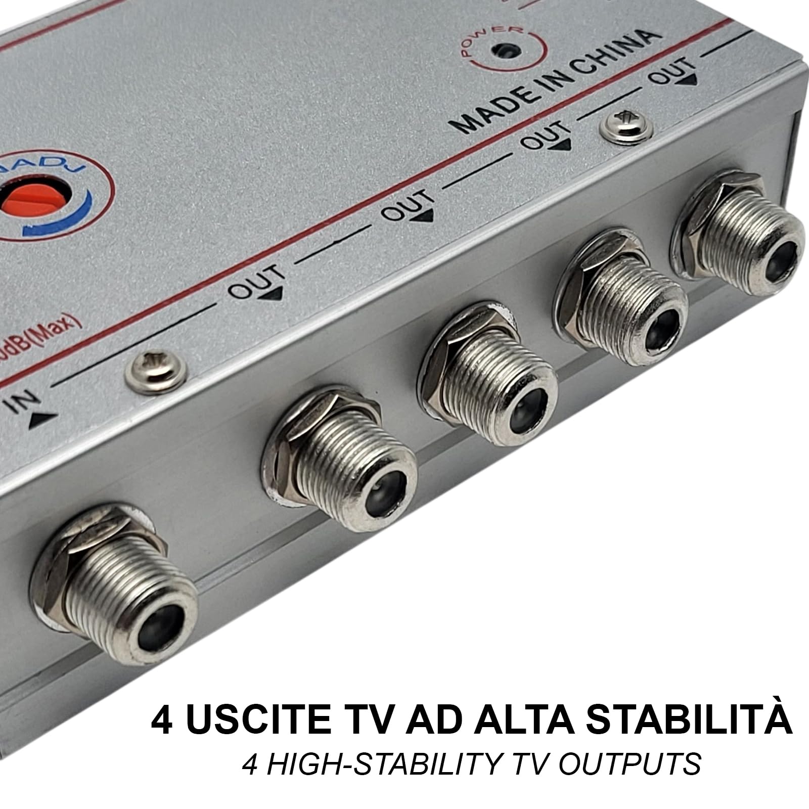 FAST WORLD SHOPPING ® Amplificateur Antenne TV Avec 4 Sorties - Convertisseur Numérique Terrestre - Augmente Signal Vidéo Audio - Récepteur Émetteur Répartiteur
