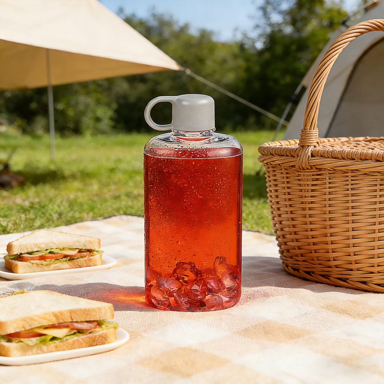 Healeved Flache Wasserflasche 2 Stück 500ml Tritan mit Schraubdeckel