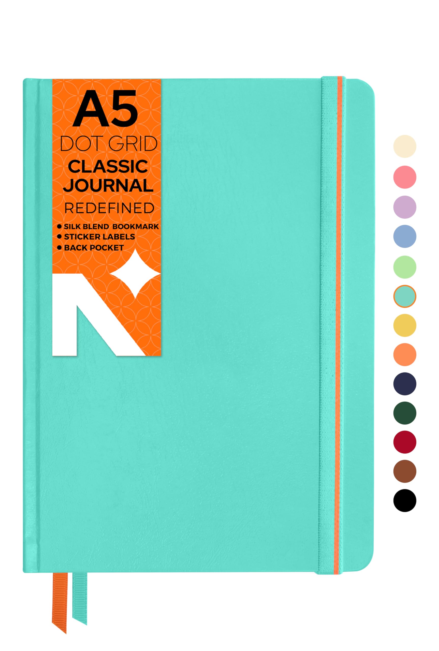 NEORAH — A5 Dot Grid Notebook -110 Gsm (210 x 148 mm) - A5 Notebook Hardcover| Sticker Label| Silk Book Marks | BackPocket |Journal Box- Office Notebook Journal 160 pages | Completely HANDMADE (TEAL) — image 1