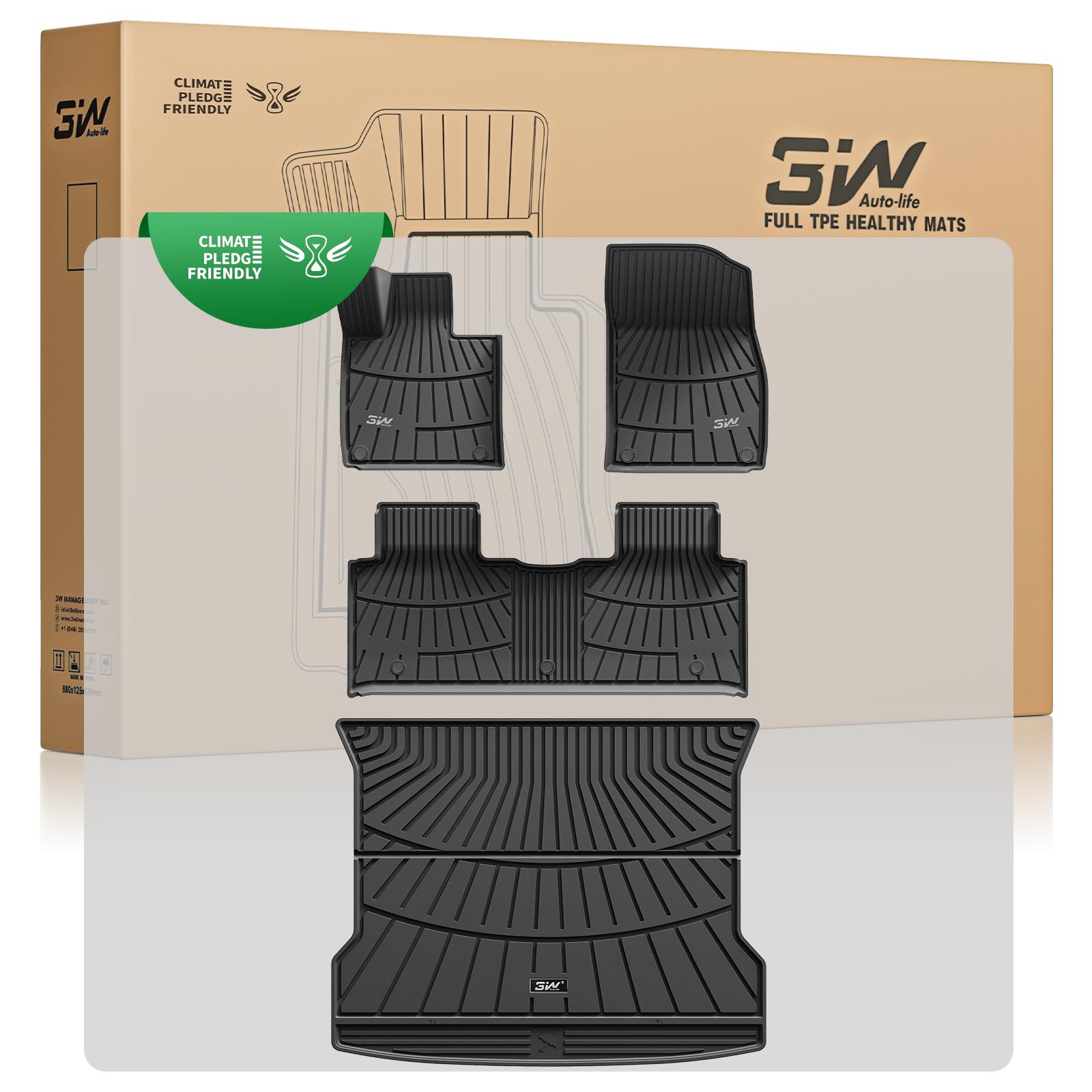 3W Alfombrillas 4 Piezas para Xpeng G6 2023-2026, Incluyendo Alfombrilla de Maletero en Material Thorex™ Premium, Aptas para Todas Las Estaciones, Antideslizantes e Impermeables, Accesorios