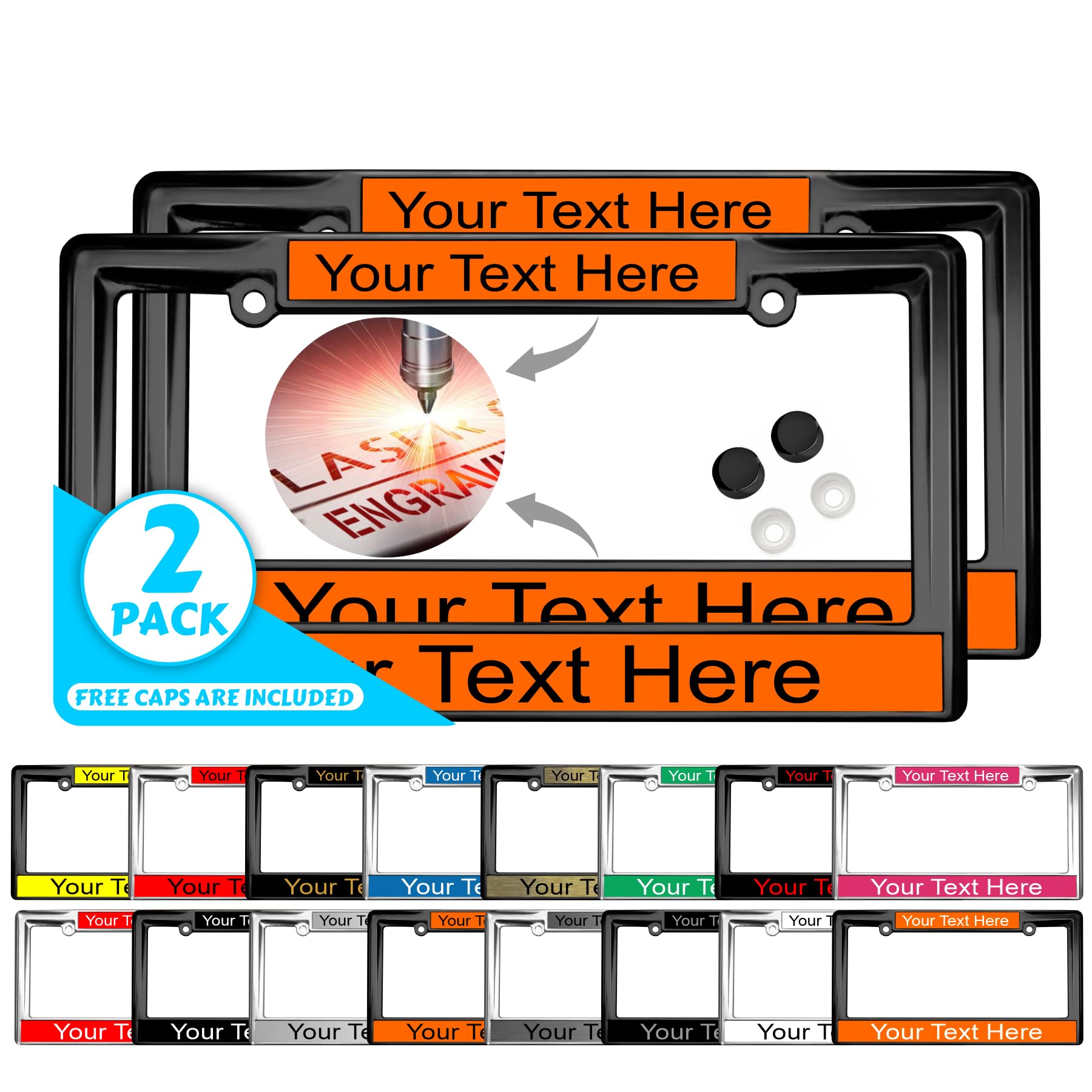 Custom Personalized Heavy Duty Metal Laser Engraved Car License Plate Frame wit - Picture 100 of 113