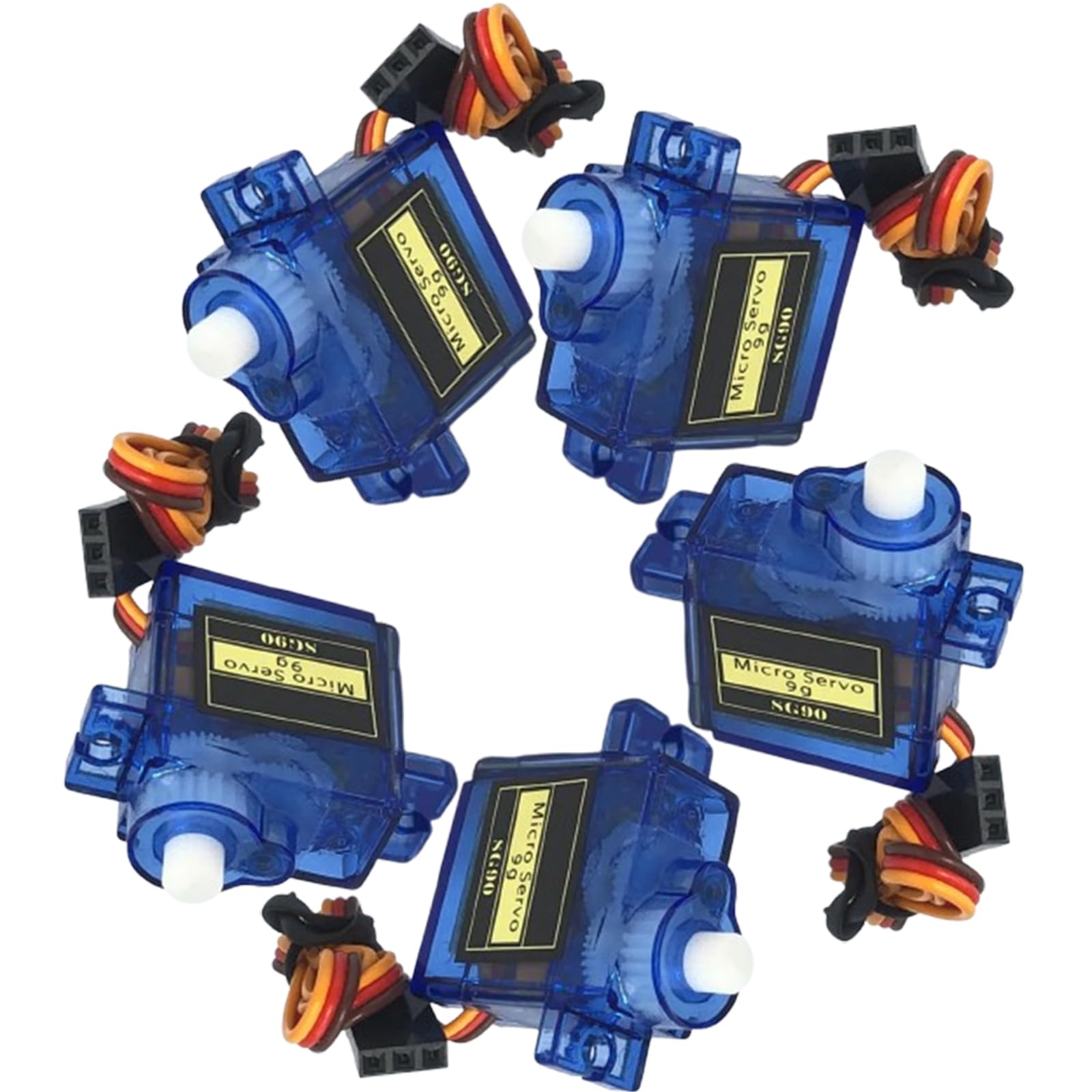 aneegfpv 1Pc/5Pcs/10Pcs 9g Micro Servo Motors Plastic SG90/Metal MG90S - Gear Low Noise Motor with 250mm Cable for RC Car Models for Trex 450 RC Helicopter (5 SG90) â image 1