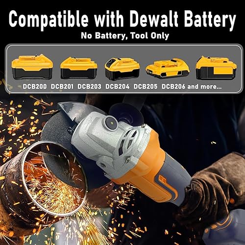 Miniatura 2 de Amoladora angular inalámbrica para batería Dewalt de 20 V, motor sin escobillas, 3 velocidades variables, amoladora de 4-12 pulgadas para cortar,