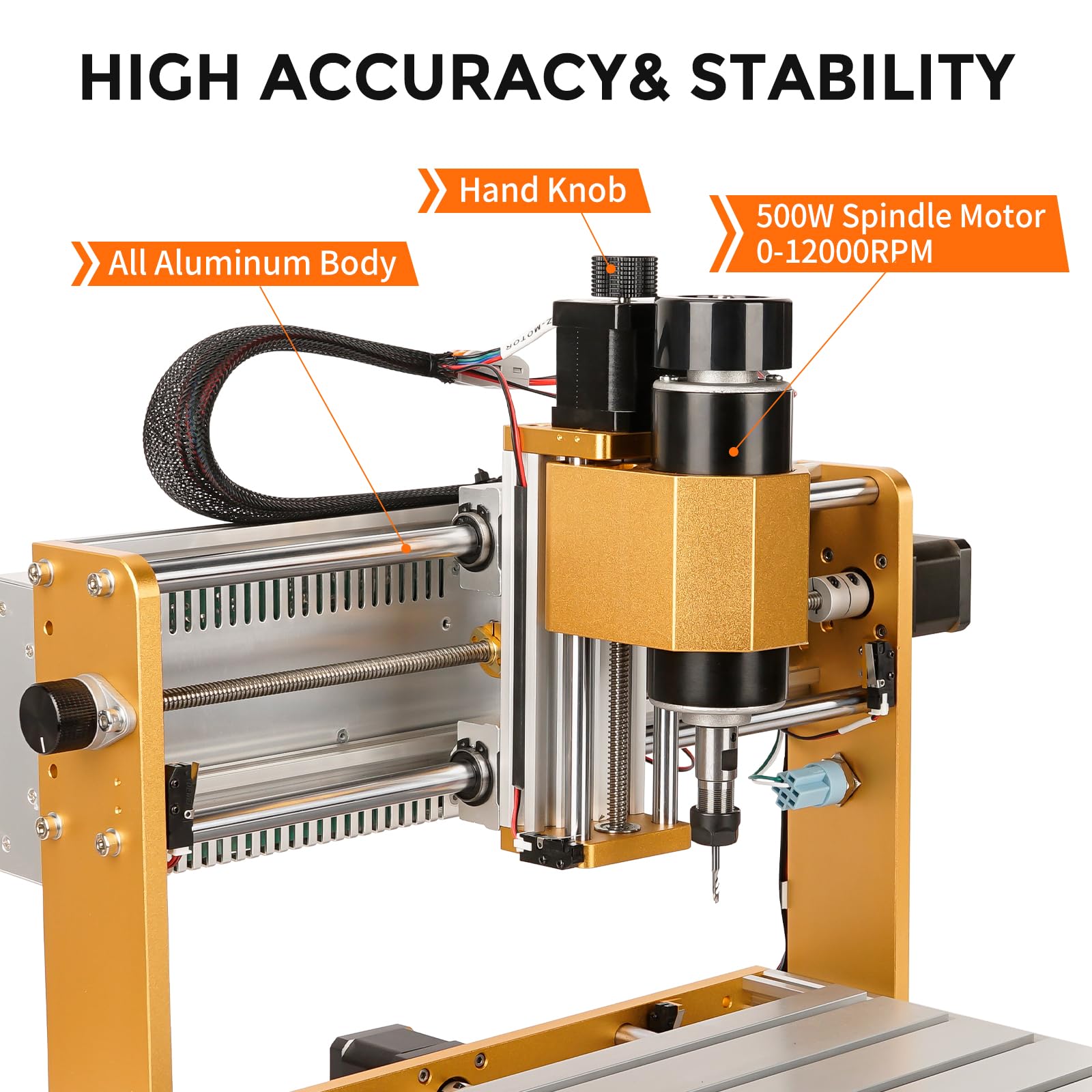 ANNOYTOOLS CNC-Fräsmaschine All-Metal 3018 2.0 PRO+ mit 500W-Spindel, Endschaltern und Not-Aus, 300 x 180 x 80 mm Arbeitsbereich CNC-Maschine für Holz, Acryl, Aluminium-Schnitzerei
