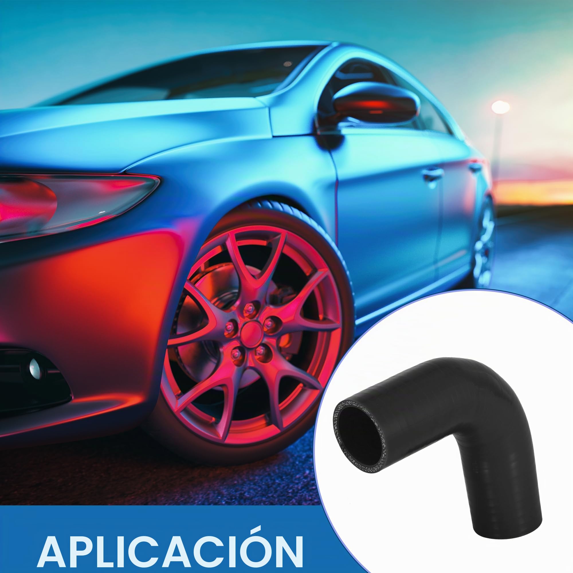 A ABSOPRO Manguera Rojouctora De Silicona En Codo De 90 Grados I.D. De 38mm, Acoplador De Manguera De Silicona, Tubo De Intercooler Para Automóvil, Tubo De Admisión De Intercooler Negro