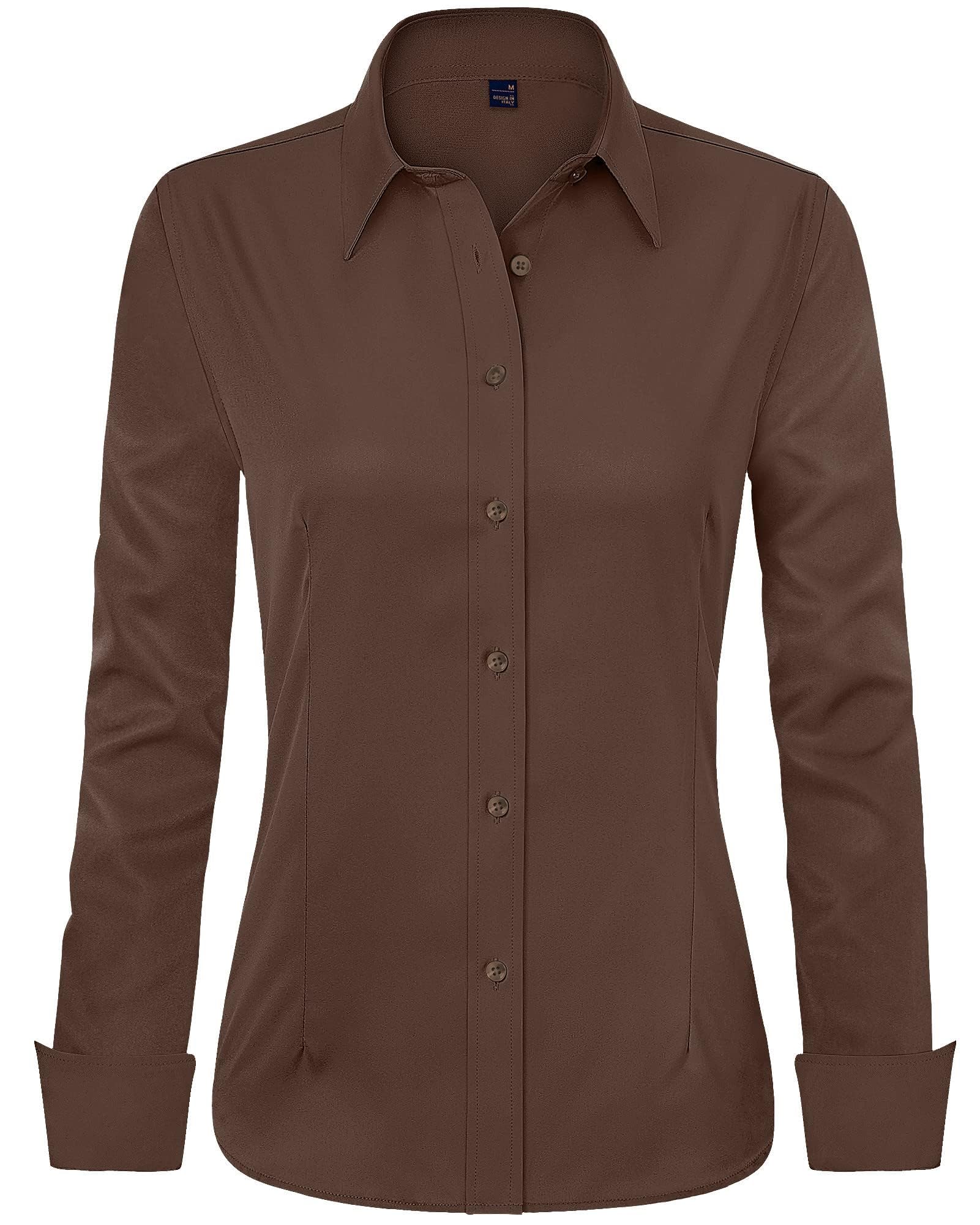 J.VER Womens Dress Shirts Long Sleeve Button Down Shirt Wrinkle-Free Business Casual Blouse Office Work Tops