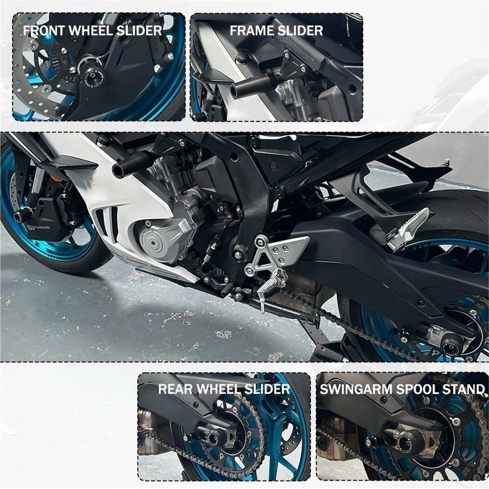 Pasuje do CFMOTO 675NK 675SS 675SR 675SR-R Rama owiewki Crash Slider Stojak na szpulę wahacza 675 SRR Osłona Podwozia Motocykla owiewki osłona(Frame Wheel Slider)